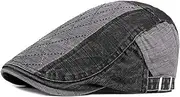 [LAIFEKE] Mens Beret Cap Splicing Flat Cap Cotton Peaked Cap Duckbill Cap Leisure Cabbie Driving Hat