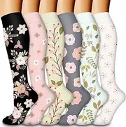 [Amofatia] Compression Socks for Women & Men Circulation (6 Pairs) 15-20 mmHg is Best Support for Athletic Running Cycling