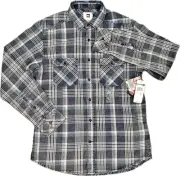 Quicksilver Mens Shirt Size S Blue Plaid Button Up Collared Long Sleeve