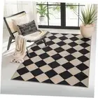 Checkered Easy Jute 3x5 Outdoor Patio Rug, 3' X 5' Black/Checkerboard -2