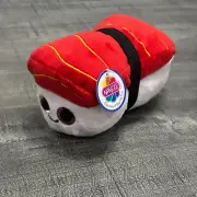 Plush Sushi Sashimi 6 inch White Red Gold With Sparkle Eyes Rare Soft Toy Plush