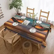 Sunset Beach Hammock Rectangle Tablecloth - 54 X 72 Inch - Decorative Fabric Table Cover for Kitchen Picnic Outdoor Indoor