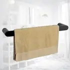 300mm Single Hand Towel Rack Black Rail Square Holder SS304 Wall Mount Bathroom