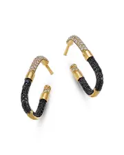 Bloomingdale's Fine Collection Black & White Diamond Geometric Hoop Earrings in 14K Yellow Gold, 0.80 tcw