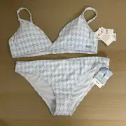 Roxy Check It Bikini New NWT Blue Swim Size XL 14