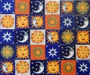 100 Mexican Talavera Ceramic Tiles 4" MOON SUN STAR DESIGNS