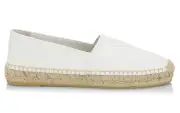 Prada Bianco White Canvas Fabric Triangle Logo Slip On Slide Espadrille Flat 39