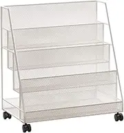 Qianly Rolling Book Cart Bookcase Bookshelf Cart for Books Classroom Living Room
