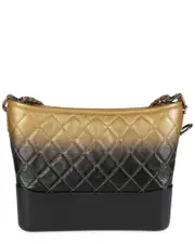 Chanel Black & Gold Quilted Goatskin Leather Medium Gabrielle Hobo (Authentic Pre-Loved)