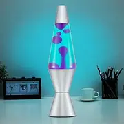 36cm Lava Lamp, Classic Liquid Motion Lamps with 30W Bulb & Aluminum Base, Table Lamp Night Light for Home Decor Living Room Office Bedroom, Purple Wax in Blue Water