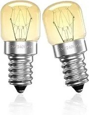 Bonlux 2 Pack 25W Dimmable Salt Lamp Bulbs,E14 Oven Bulbs 300℃ Heat Tolerant SES Incandescent Bulbs 2600K Warm White for Fefrigerator Oven Lamp Salt Lamp Sewing Machines, Small Edison Screw Base