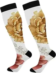 [RPLIFE] Mardi Gras Carnival Mask Compression Socks Women Men Knee High Stockings for Sports, Running, Travel 1 Pair