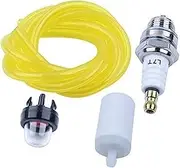 Primer Bulb Fuel Hose Line Filter Spark Plug Kit, for Husqvarna, Craftsman, for McCulloch, Chainsaw Brushcutter Trimmer Strimmer Blower Lawn Mower Spark Plug