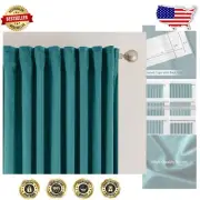 Lake Blue Velvet Curtains - Thermal Insulated & Light-Filtering, Set of 2 Panels