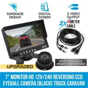 Elinz 7" Monitor HD 12V/24V Reversing CCD Eyeball Camera (BLACK) Truck Caravan