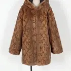 AIXIRUI Vintage Leopard Print Hooded-Lined-Pockets Faux Fur Jacket Size: S NWT