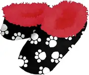 [Snoozies] Dog Paws Black with Red Lining Women's Sherpa Footcoverings - XLarge