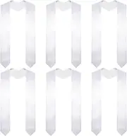 Gvhntk 6 Pieces 70 Inch Unisex Graduation Stole Plain Graduation Sash Stoles Honor Satin Stole for Adult Students Men Women