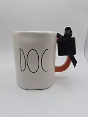 Rae Dunn Disney Snow White “DOC” Double Sided Mug 7 Dwarfs Orange Brand New