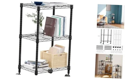 MZG 3 Tier Shelf Metal Storage 3 tier, 11.8" D x 17.7" W x 29.8" H Black