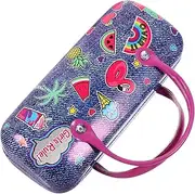 [TOGEVAL] Handheld Glasses Case Portable Cartoon Pattern Spectacle Holder Durable PU Leather Storage Box for Lightweight and Travel Friendly Eyewear Container