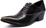 [Generic] Oxford for Men Formal Shoes Lace Up Genuine Leather Fashion Stitching Luxury Retro Toe Height Increasing