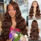 Lace Front Wigs Human Hair Chocolate Brown 13x4 Body Wave Lace Front Wigs Hum...