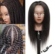 Mannequin Head with Human Hair for Braiding 100% Real Hair Mannequin Head Cosmetology Mannequin Head with Hair Doll head for Hair Styling Free Table Mannequin Stand(14")