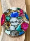 Mix Agate Organic Edge Side, Sofa, Center, Coffee Table Top, Agate Stone Tables