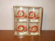 Libbey Designer Series Brown Beige Swirl Mid Century Set of 4 Rock Glasses