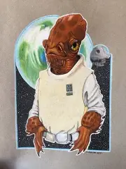 Star Wars Admiral Ackbar Colored Pencil Painting Return Of The Jedi ORIGINAL ART