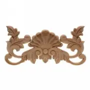 Unpainted Wood Oak Carved Wave Flower Onlay Decal Corner for Furniture Applique