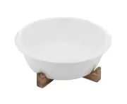 Ladelle Alto Oven To Table Porcelain/Acacia 27cm Round Pie Dish w/ Trivet White