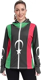 [RPLIFE] Libya National Flag Sun Protective Shirts, Upf 50+ Hiking Hoodie, S-XXL