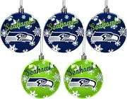 FOCO Seattle Seahawks NFL 5 Pack of Shatterproof Ball Ornaments
