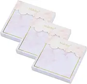 Marble Gold Sticky Note Pads Note Holder Dispenser Set 3x3" Self-Adhesive Stickies Cube Memo Paper Scratch Pad Desk Organizer (Pink Marble-3 Pads)