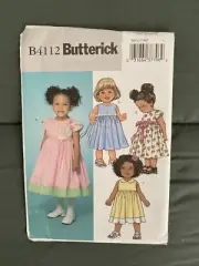 Butterick Pattern B4112 Toddler Dresses (1,2,3,4,) Uncut