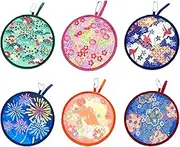 MXY Foldable Fan Summer Handheld Fan Hand Fan Round Folding Fan Hand Holding Fans for Hot Flashes, Personal Daily Use, Decoration, Party Favors, Wedding, Dance, Performance 6 Different Patterns