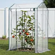 Green Fingers Mini Greenhouse PE Cover Green House Zippered Door 1.0x0.8x1.5M