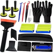 NEWISHTOOL Window Tint Kit Car Window Squeegee Water Blade Scraper Wrap Felt Tape Vinyl Wrap Squeegee Film Holding Magnets Gloves Guard Knife Cutter Professional Window Tint PPF Installation Tools