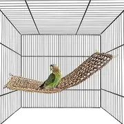 28 × 6.7inch Bird Seagrass Mat Parrot Natural Grass Woven Net Hammock Hanging on Cage with Hooks Parakeet Climbing Rope Ladder Chew Toys for Pigeon Cockatiel Cockatoo Rat