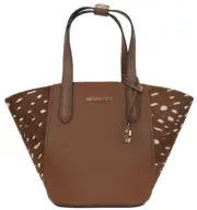 Michael Kors Portia Small Tote Brown Leather and Calf Hair 35F1GPAT1H $428 FS Y