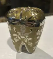Vintage Tooth Shaped Music Box - Silver Plated With Brass Undertones