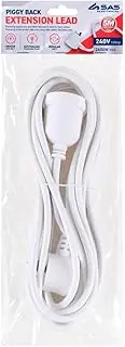 SAS Electrical 240V 10Amp Piggy Back Extension Lead, White, 5 Meter Length