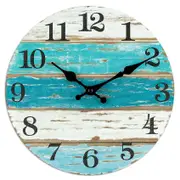 Wall Clock-beach Blue Wall Clocks Battery Operated Silent Non-ticking, Kitchen Living Room Office 1 Picture Color