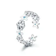 Silver plating Winter Snowflake Finger Rings for Women Snowflake Wedding Engagement Ring Jewelry