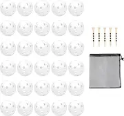 50 Pack Plastic Golf Balls Practice Limited Flight Golf Training Ball Hollow Swing Practice Indoor Golf Balls with Mesh Drawstring Bag for Backyard Driving Range or Outdoor