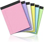 6 Pack Legal Pads 8.5 x 11 Colored Note Pads 8.5 x 11 Pink Notepad Perforated Writing Pads 8.5 x 11 Lined Paper Pads of Paper Wide Ruled 30 Sheets Notebook To Do List for School, Office, Home