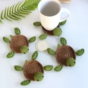 1Pc Green Cute Turtle Mug Blanket Handmade Crochet Funny Turtle Mug Blanket