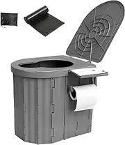 Portable Potty for Adults | Retractable Car Toilet with Lid | Large Capacity Hiking Accessories, Vehicle Commode for Men, Women